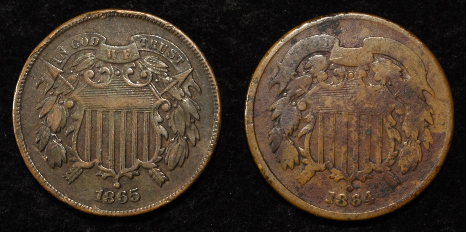 1864 & 1865 2-CENT PIECES