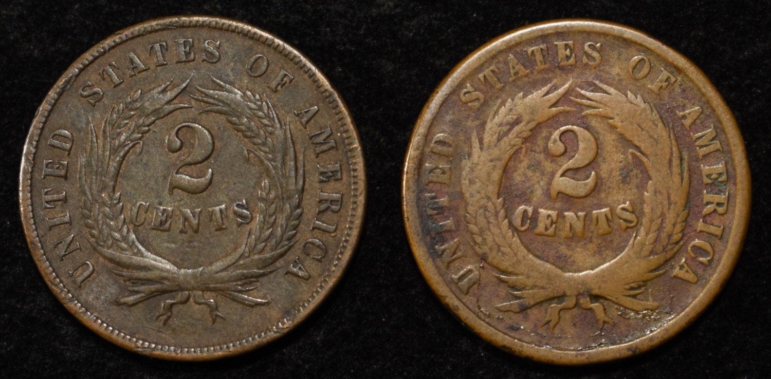1864 & 1865 2-CENT PIECES