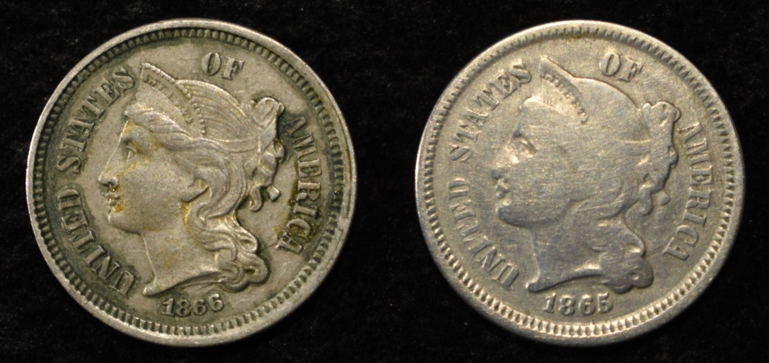 1865 & 1866 3-CENT NICKELS