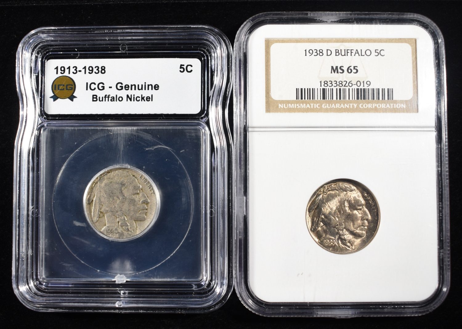(2) GRADED BUFFALO NICKELS