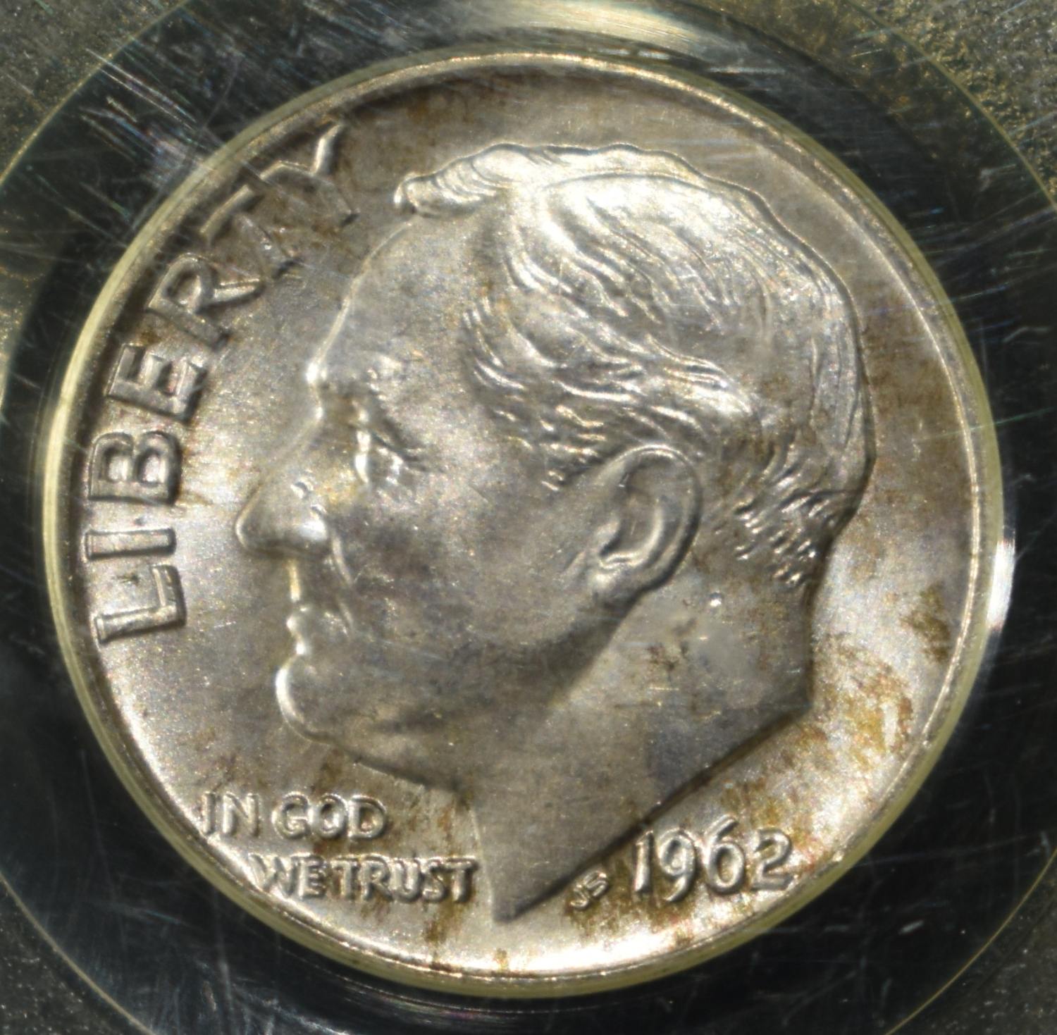 1962-D ROOSEVELT DIME PCGS MS-64 SAMPLE HOLDER