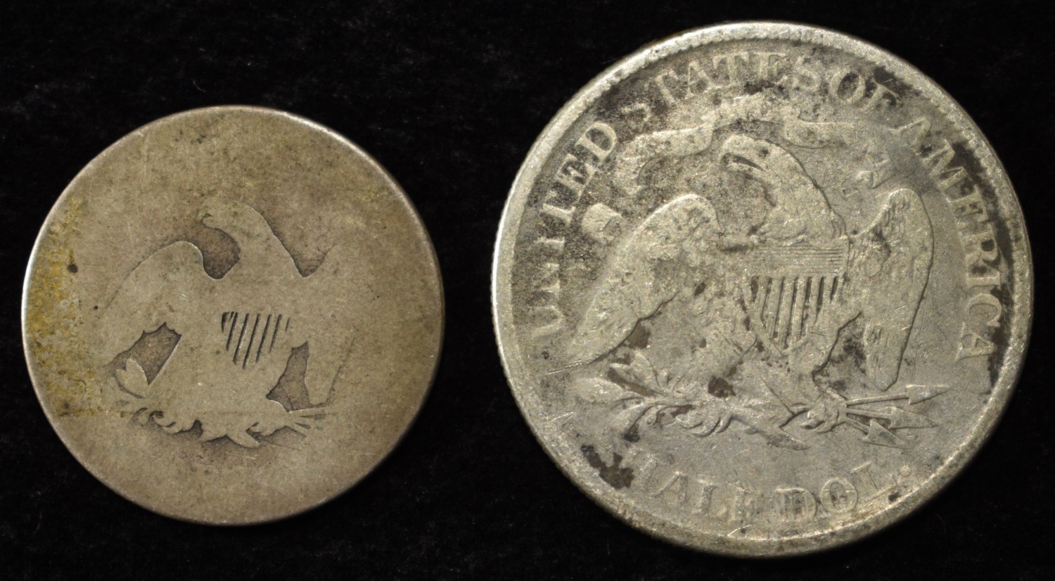 1858 25C & 1875 50C LIBERTY SEATED COINS