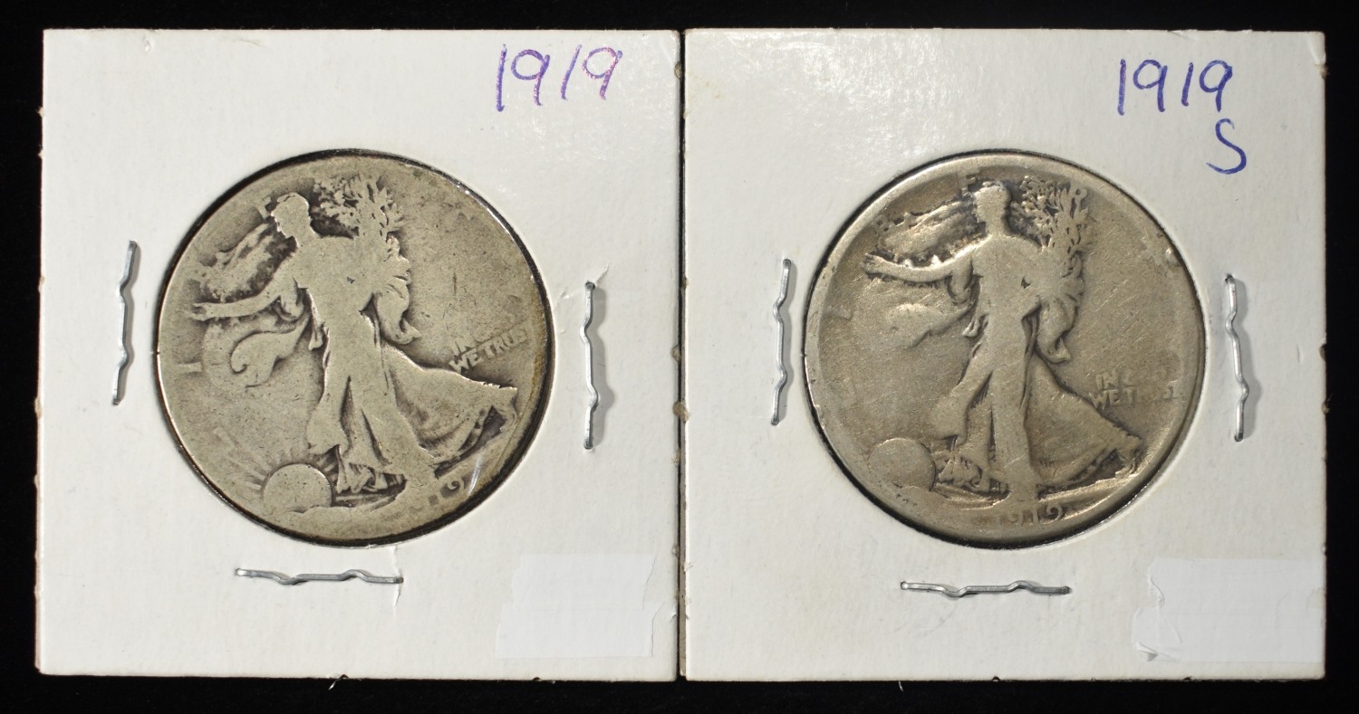 1919-P&S WALKING LIBERTY HALF DOLLARS