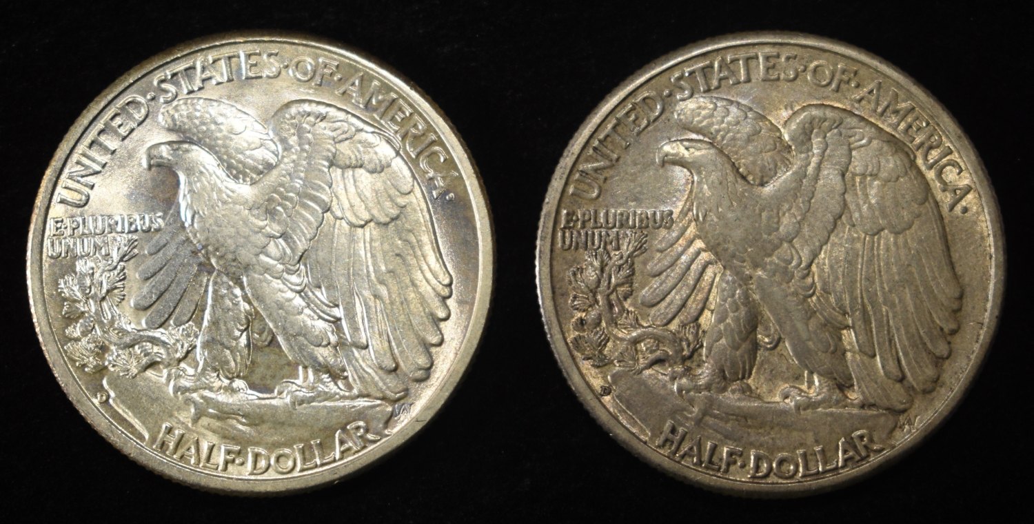 (2) 1941-D WALKING LIBERTY HALF DOLLARS XF/AU
