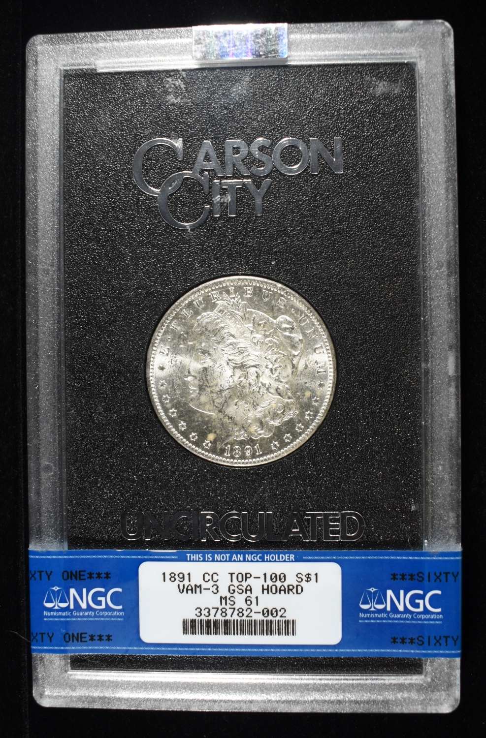 1891-CC MORGAN DOLLAR GSA NGC MS-61 VAM-3