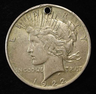 1922 PEACE DOLLAR HOLE. CHECK OUT OUR UPCOMING AUCTIONS