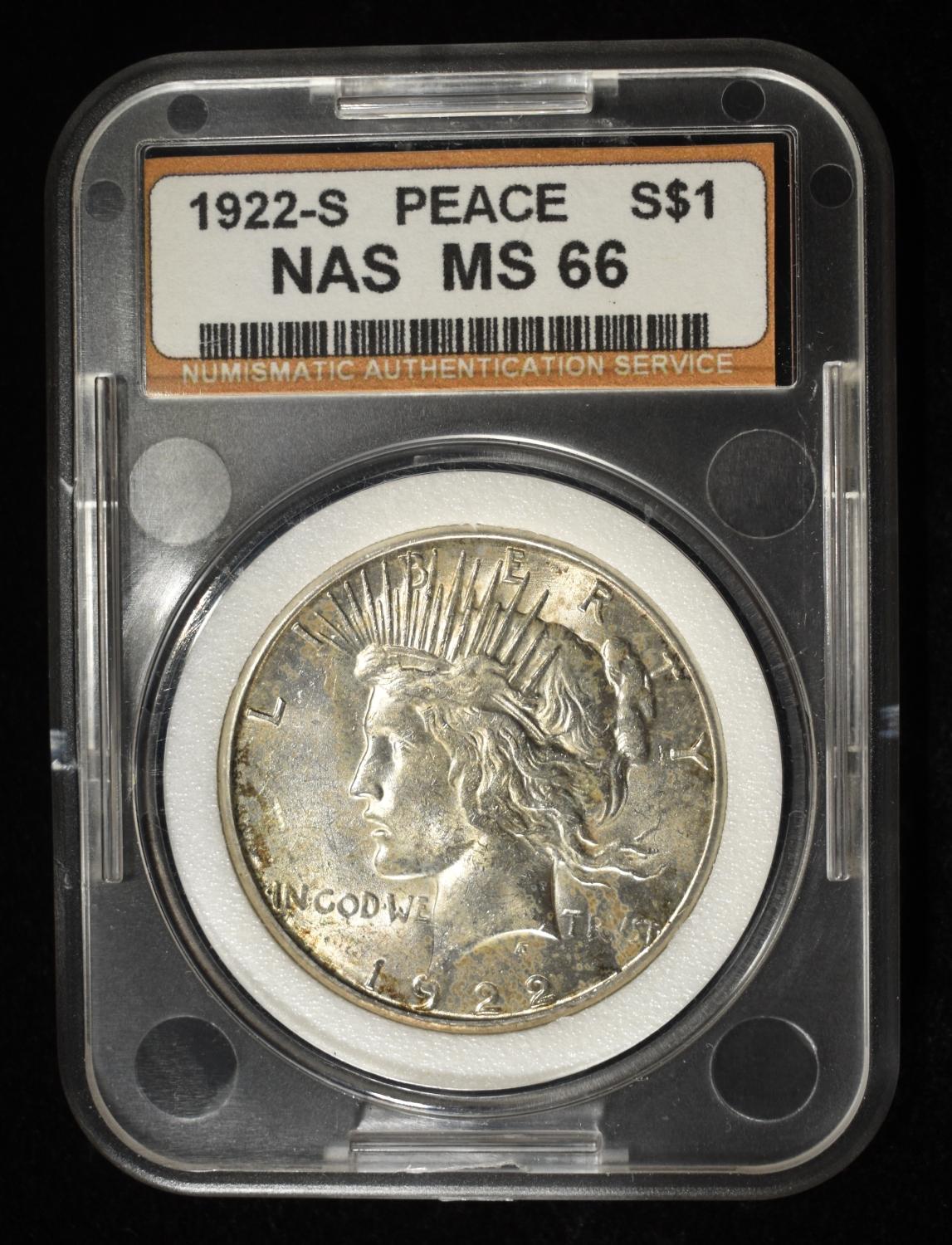 1922-S PEACE DOLLAR NAS GEM BU