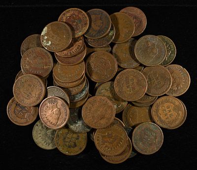 (50) INDIAN CENTS. TOP RATED AUCTION HOUSE ESTIMATE $80 - $120.
