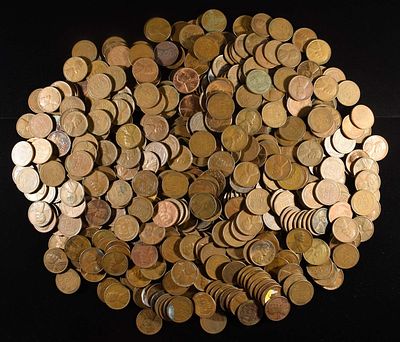 (500) 40'S & 50'S WHEAT CENTS. TOP RATED AUCTION HOUSE ESTIMATE $90 - $130.