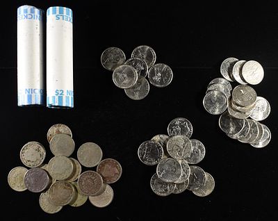 NICKEL COLLECTORS LOT. 1960 JEFFERSON NICKEL ROLL, 2005-P JEFFERSON NICKEL ROLL, (1) 2004-P 