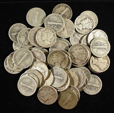 (50) MERCURY DIMES. CHECK OUT OUR UPCOMING AUCTIONS ESTIMATE $310 - $360.