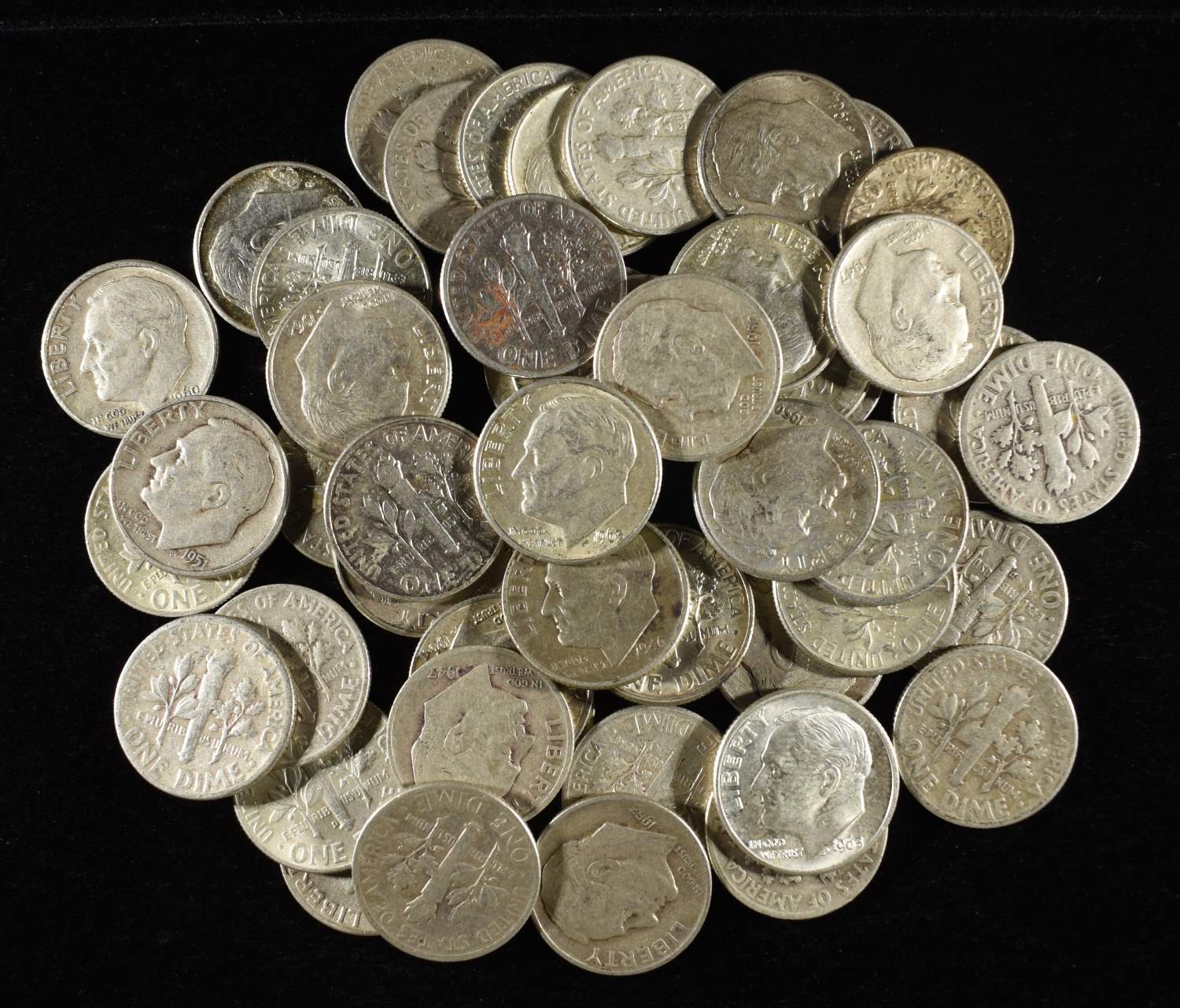 (50) 90% SILVER ROOSEVELT DIMES