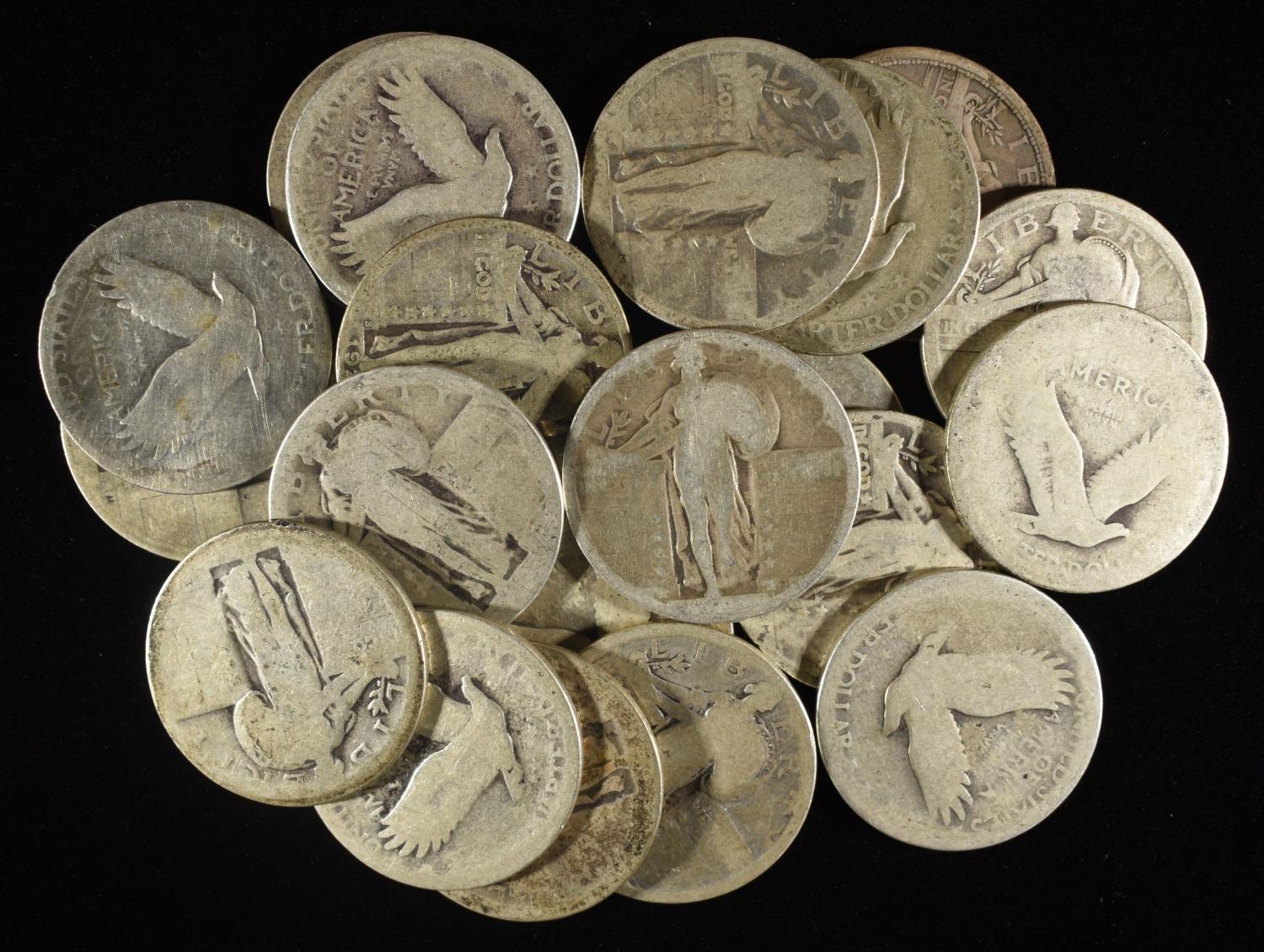 (20) 90% SILVER STANDING LIBERTY QUARTERS