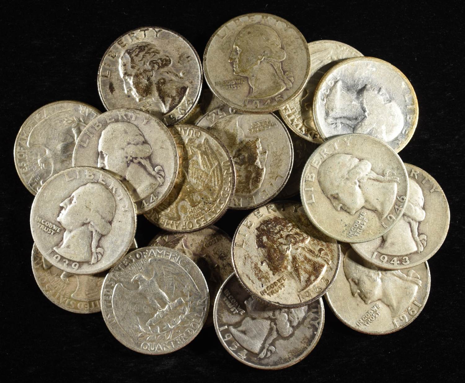 (20) 90% SILVER WASHINGTON QUARTERS