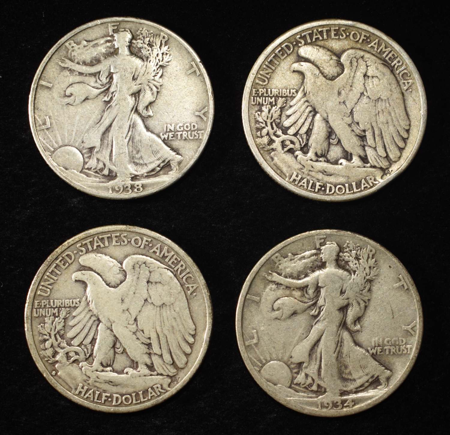 (10) 90% SILVER WALKING LIBERTY HALF DOLLARS