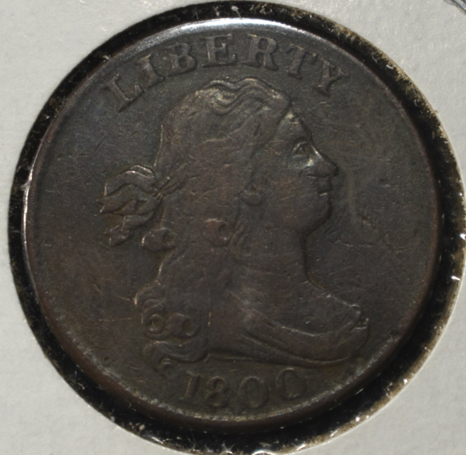 1800 DRAPED BUST HALF CENT XF