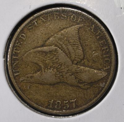 1857 FLYING EAGLE CENT VF. TOP RATED AUCTION HOUSE ESTIMATE $110 - $160.