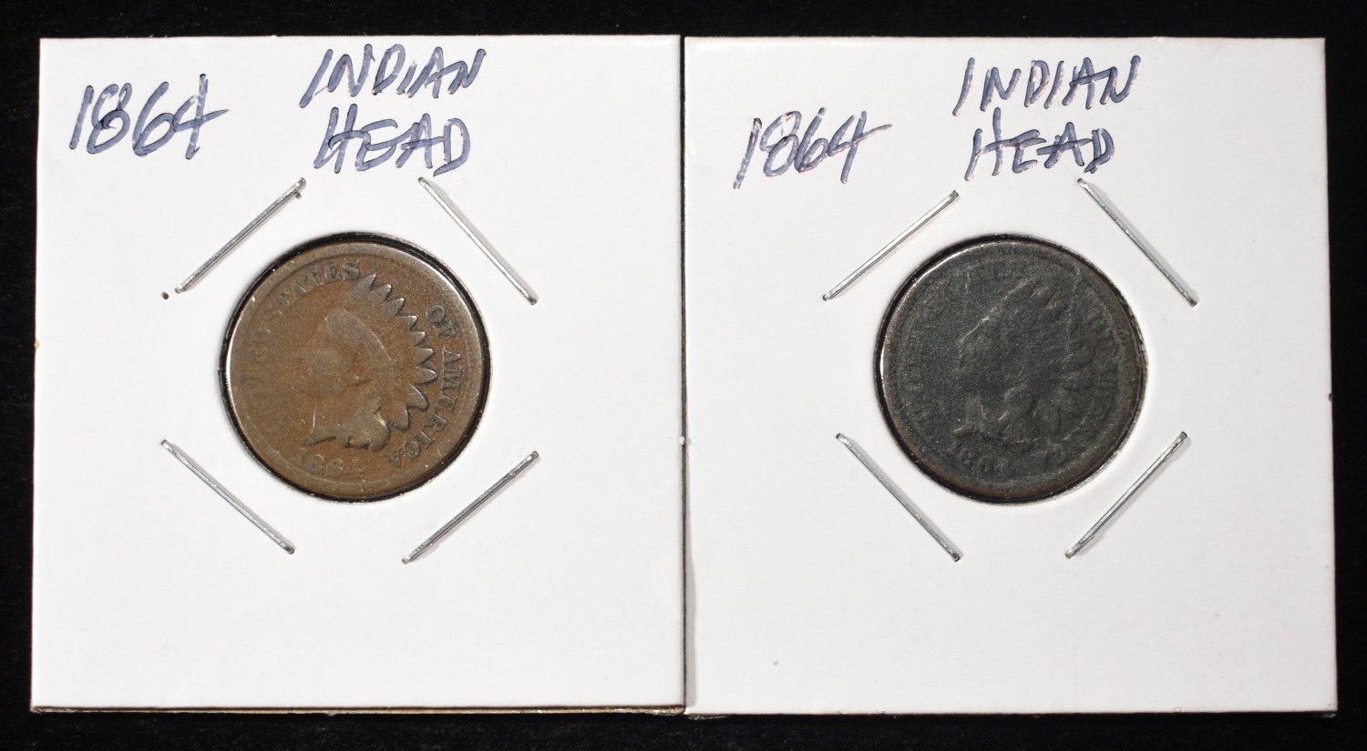 (2) 1864 INDIAN CENTS