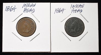 (2) 1864 INDIAN CENTS. CHECK OUT OUR UPCOMING AUCTIONS ESTIMATE $60 - $80.