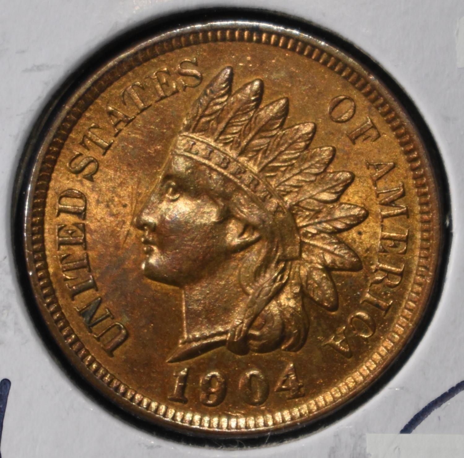 1904 INDIAN CENT GEM BU FULL RED