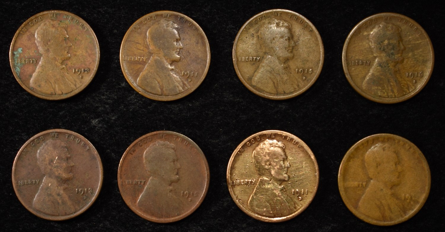 8 NICE EARLY SEMIKEY WHEAT CENTS