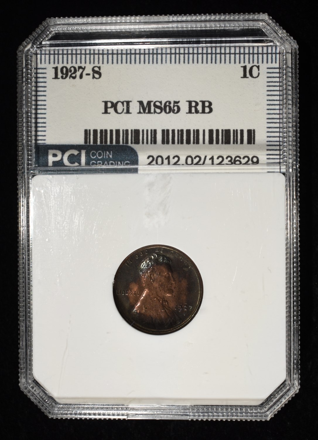 1927-S WHEAT CENT PCI GEM BU RB