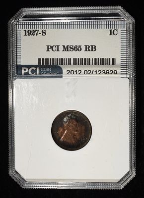 1927-S WHEAT CENT PCI GEM BU RB. TOP RATED AUCTION HOUSE ESTIMATE $360 - $410.