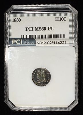 1830 CAPPED BUST HALF DIME PCI GEM BU PL. BID WITH SILVER CITY AUCTIONS ESTIMATE $3000 - $3500.