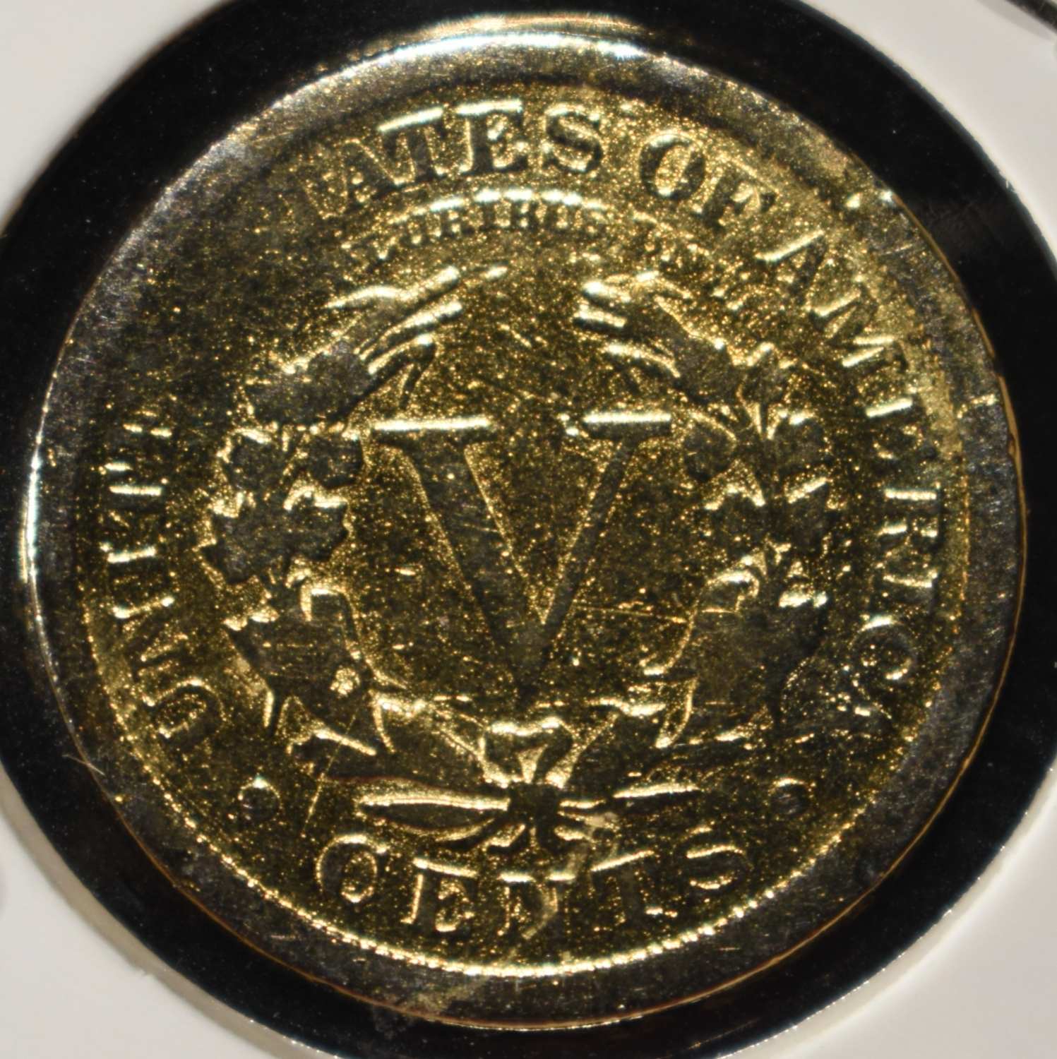 1908 'V' NICKEL GOLD PLATED AU/BU