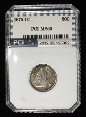 1875-CC LIBERTY SEATED 20-CENT PCI GEM BU. BID WITH SILVER CITY AUCTIONS ESTIMATE $6000 - $7000.