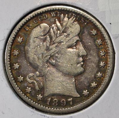 1897-O BARBER QUARTER VF. CHECK OUT OUR UPCOMING AUCTIONS ESTIMATE $450 - $500.