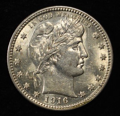 1916 BARBER QUARTER CH BU. TOP RATED AUCTION HOUSE ESTIMATE $300 - $350.