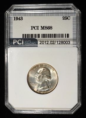 1943 WASHINGTON QUARTER PCI SUPERB GEM+ BU. TOP RATED AUCTION HOUSE ESTIMATE $200 - $250.