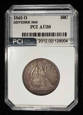 1842-O REV 42 LIBERTY SEATED 50C PCI AU/BU. WEEKLY COIN & CURRENCY AUCTIONS ESTIMATE $1400 - $1500.
