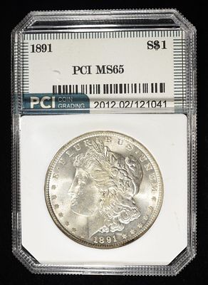 1891 MORGAN DOLLAR PCI GEM BU. LEADERS IN ON-LINE AUCTIONS ESTIMATE $550 - $600.
