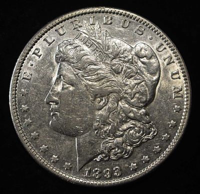 1893 MORGAN DOLLAR CH AU. WEEKLY COIN & CURRENCY AUCTIONS ESTIMATE $900 - $1000.
