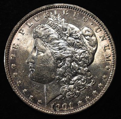 1901 MORGAN DOLLAR BU. BID WITH SILVER CITY AUCTIONS ESTIMATE $5500 - $6000.