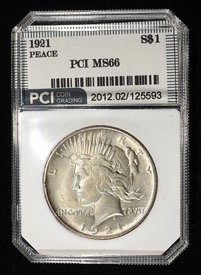 1921 PEACE DOLLAR PCI SUPERB GEM BU. WEEKLY COIN & CURRENCY AUCTIONS ESTIMATE $3500 - $4000.