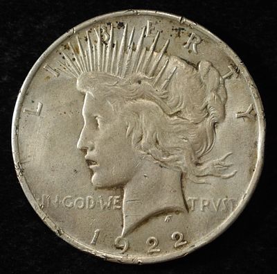 1922 PEACE DOLLAR DAMAGED. BID WITH SILVER CITY AUCTIONS