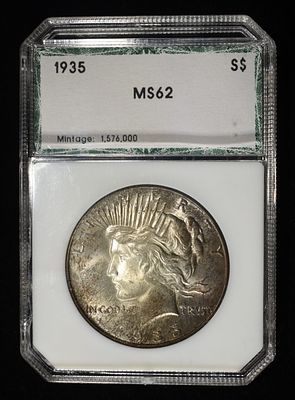 1935 PEACE DOLLAR PCI CH BU. TOP RATED AUCTION HOUSE ESTIMATE $130 - $150.
