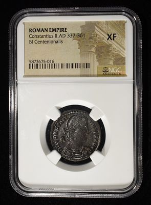 AD 337-361 CONSTANTIUS II ROMAN EMPIRE NGC XF. TOP RATED AUCTION HOUSE ESTIMATE $120 - $170.