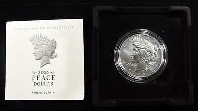 2023 PEACE DOLLAR. LEADERS IN ON-LINE AUCTIONS ESTIMATE $100 - $150.
