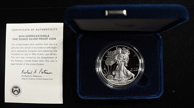 2014-W AMERICAN SILVER EAGLE PROOF. CHECK OUT OUR UPCOMING AUCTIONS ESTIMATE $100 - $150.
