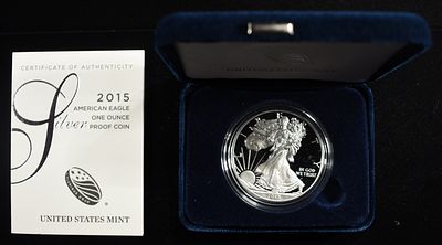 2015-W AMERICAN SILVER EAGLE PROOF. BID WITH SILVER CITY AUCTIONS ESTIMATE $100 - $150.