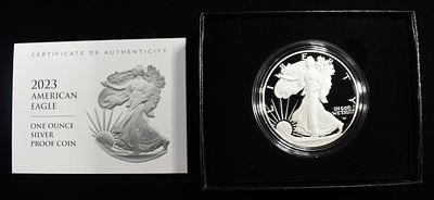2023-S AMERICAN SILVER EAGLE PROOF. TOP RATED AUCTION HOUSE ESTIMATE $100 - $150.