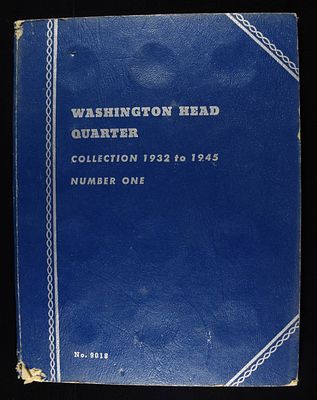 WASHINGTON HEAD QUARTER COLLECTION WHITMAN. INCLUDING (11) 90% SILVER QUARTERS ESTIMATE $250 - $300.