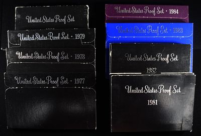 1977-1984 US PROOF SETS. LEADERS IN ON-LINE AUCTIONS ESTIMATE $80 - $150.