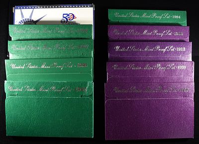 1990-99 US PROOF SETS. BID WITH SILVER CITY AUCTIONS ESTIMATE $100 - $150.