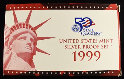 1999 US SILVER PROOF SET. LEADERS IN ON-LINE AUCTIONS ESTIMATE $150 - $200.