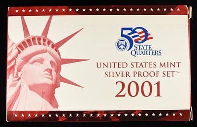 2001 US SILVER PROOF SET. CHECK OUT OUR UPCOMING AUCTIONS ESTIMATE $150 - $200.